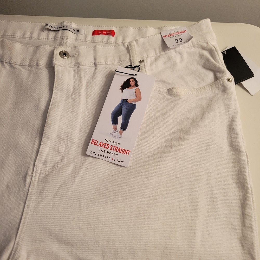 Celibrity Pink White Relaxed Straight Jeans